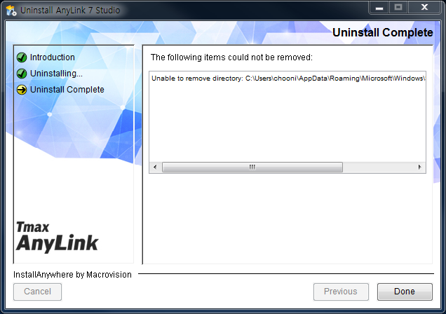 AnyLink Studio Uninstallation Complete