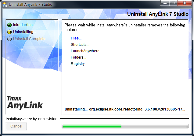 AnyLink Studio Uninstallation Progress