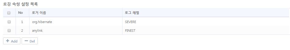 [관리자] - [DIS 설정] - 로거 설정 등록정보