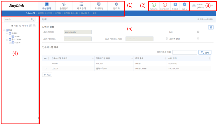 WebAdmin 화면 구성