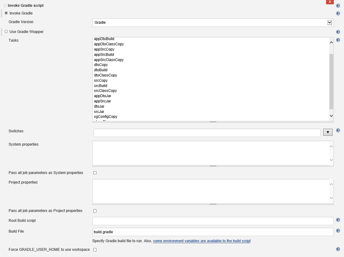 DevOps 프로젝트 구성 - [Build] 탭 - Invoke Gradle script 설정 (Partial Build)